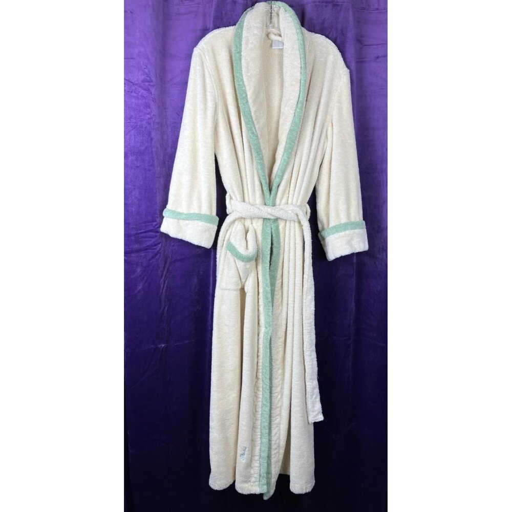 S Oversized Mens Pratesi Egyptian Cotton Shawl Collar Robe Beige Green